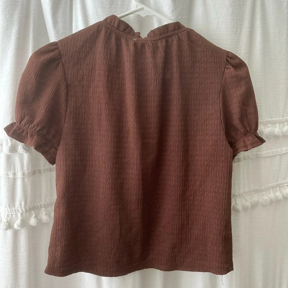 Monteau Los Angeles cropped blouse brown size M - Picture 6 of 8